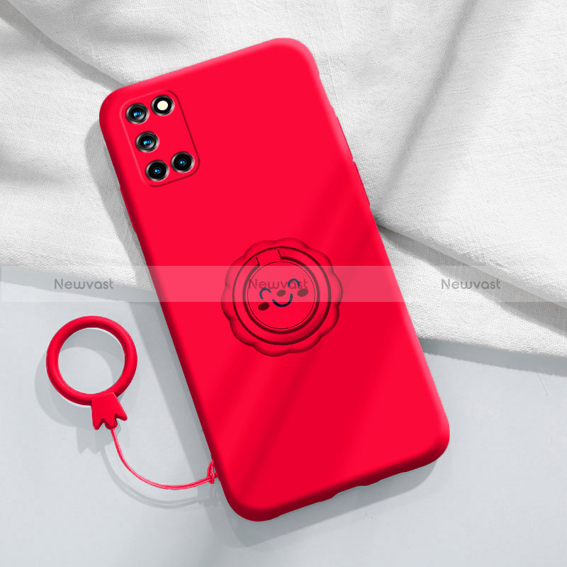 Ultra-thin Silicone Gel Soft Case Cover with Magnetic Finger Ring Stand S01 for Oppo Reno6 Pro+ Plus 5G