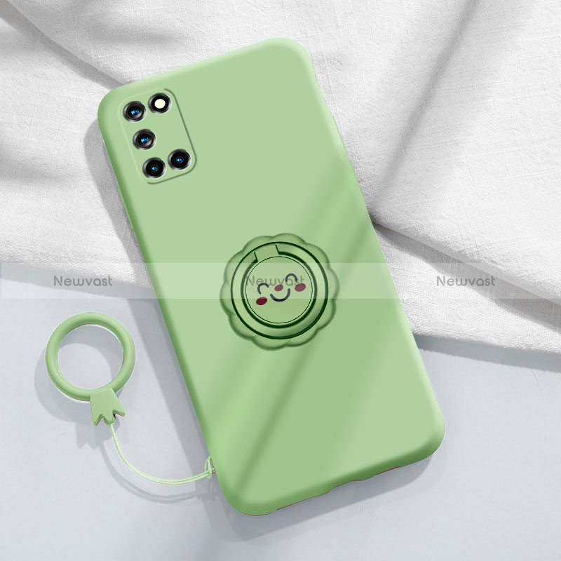 Ultra-thin Silicone Gel Soft Case Cover with Magnetic Finger Ring Stand S01 for Oppo Reno6 Pro+ Plus 5G