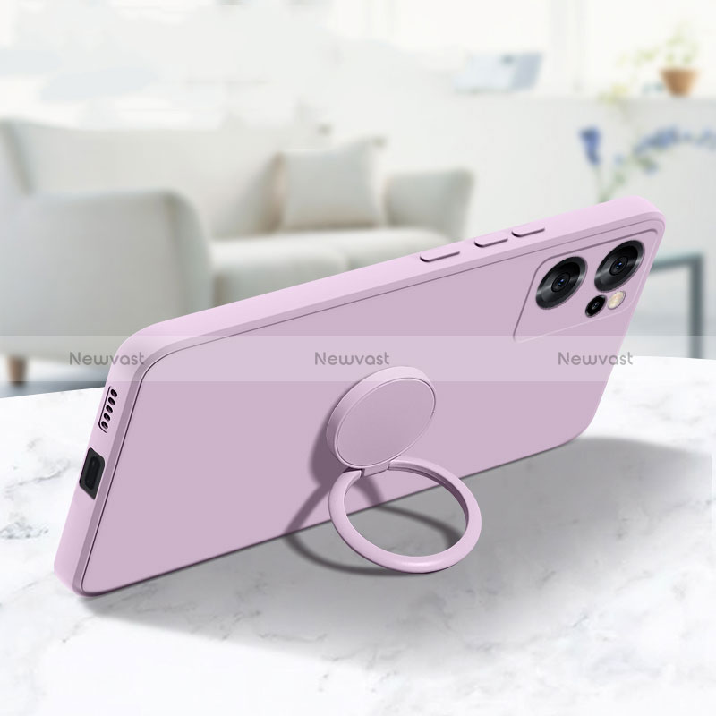 Ultra-thin Silicone Gel Soft Case Cover with Magnetic Finger Ring Stand S01 for Oppo Reno7 SE 5G