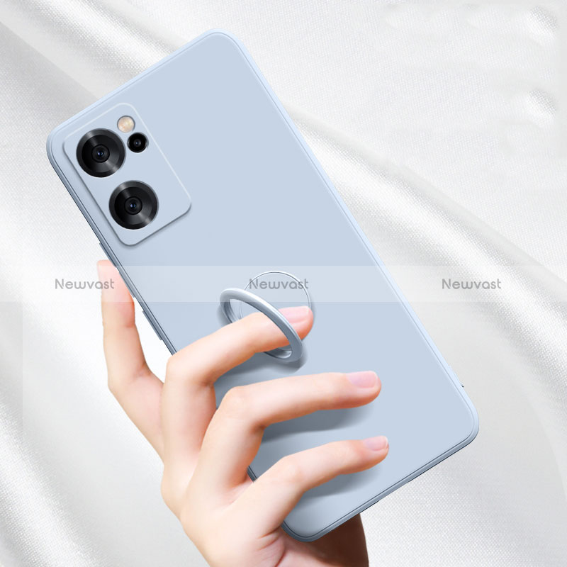 Ultra-thin Silicone Gel Soft Case Cover with Magnetic Finger Ring Stand S01 for Oppo Reno7 SE 5G