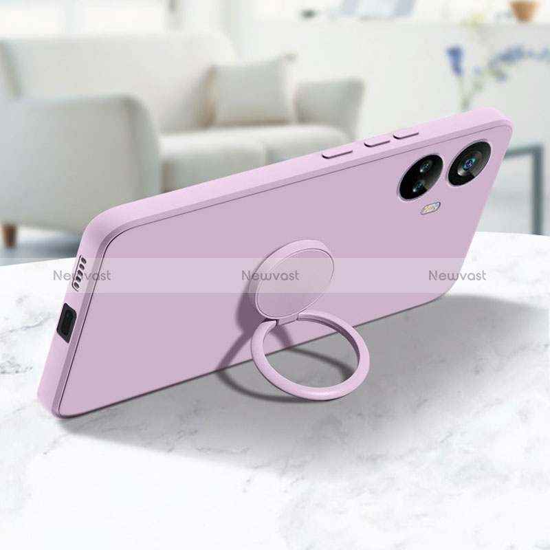 Ultra-thin Silicone Gel Soft Case Cover with Magnetic Finger Ring Stand S01 for Realme 10 Pro+ Plus 5G