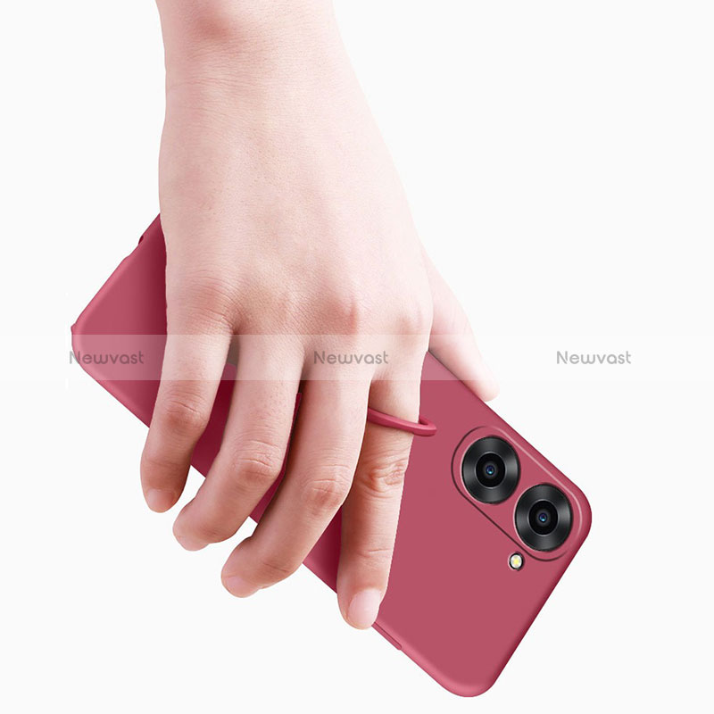 Ultra-thin Silicone Gel Soft Case Cover with Magnetic Finger Ring Stand S01 for Realme 10S 5G