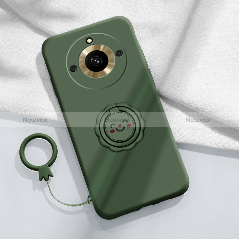 Ultra-thin Silicone Gel Soft Case Cover with Magnetic Finger Ring Stand S01 for Realme 11 Pro 5G