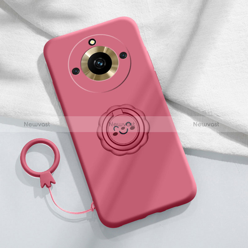 Ultra-thin Silicone Gel Soft Case Cover with Magnetic Finger Ring Stand S01 for Realme 11 Pro 5G