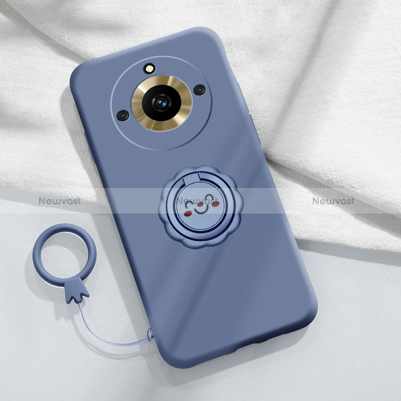 Ultra-thin Silicone Gel Soft Case Cover with Magnetic Finger Ring Stand S01 for Realme 11 Pro+ Plus 5G