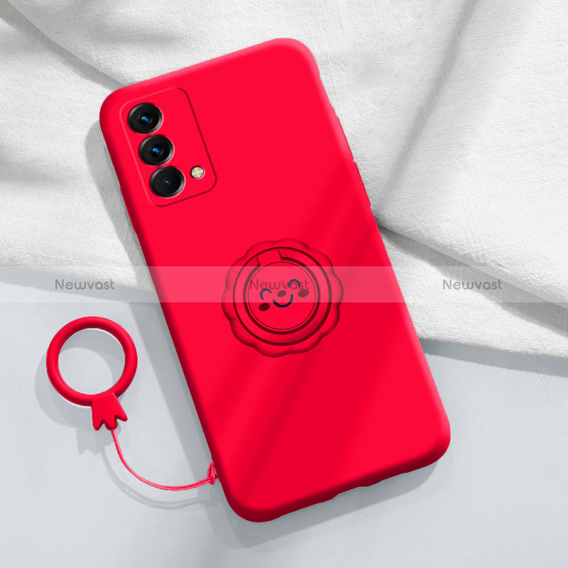 Ultra-thin Silicone Gel Soft Case Cover with Magnetic Finger Ring Stand S01 for Realme GT Master 5G