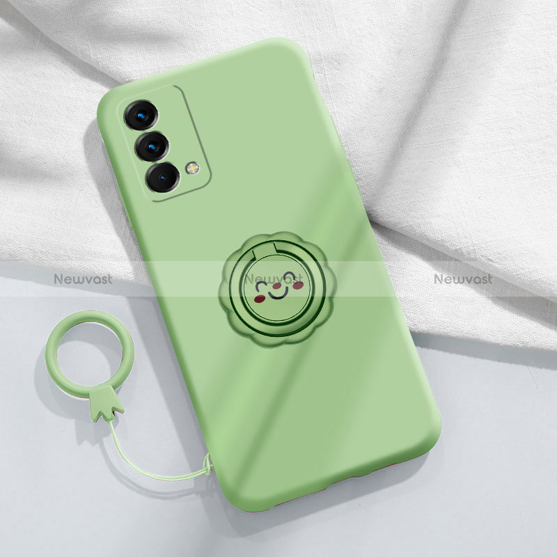 Ultra-thin Silicone Gel Soft Case Cover with Magnetic Finger Ring Stand S01 for Realme GT Master 5G Green