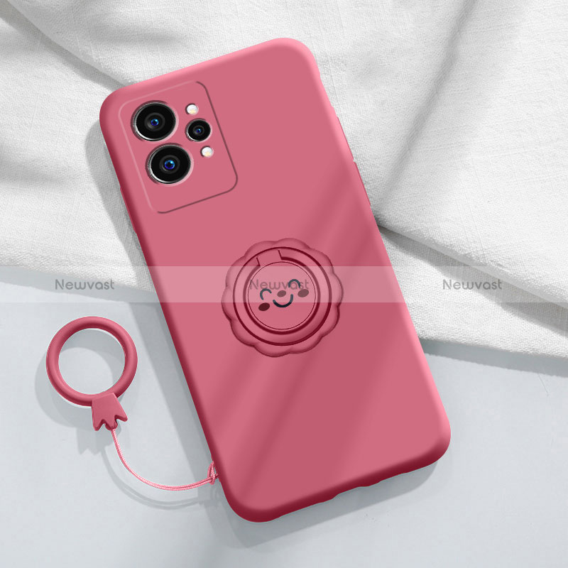 Ultra-thin Silicone Gel Soft Case Cover with Magnetic Finger Ring Stand S01 for Realme GT Neo2 5G