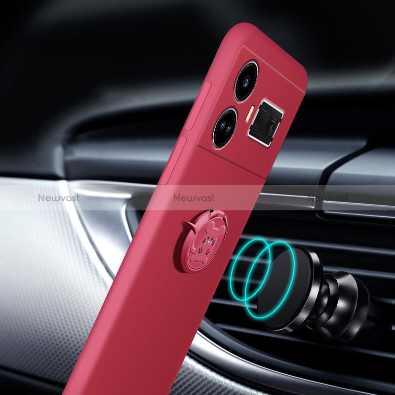 Ultra-thin Silicone Gel Soft Case Cover with Magnetic Finger Ring Stand S01 for Realme GT Neo5 240W 5G