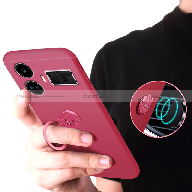 Ultra-thin Silicone Gel Soft Case Cover with Magnetic Finger Ring Stand S01 for Realme GT Neo5 240W 5G