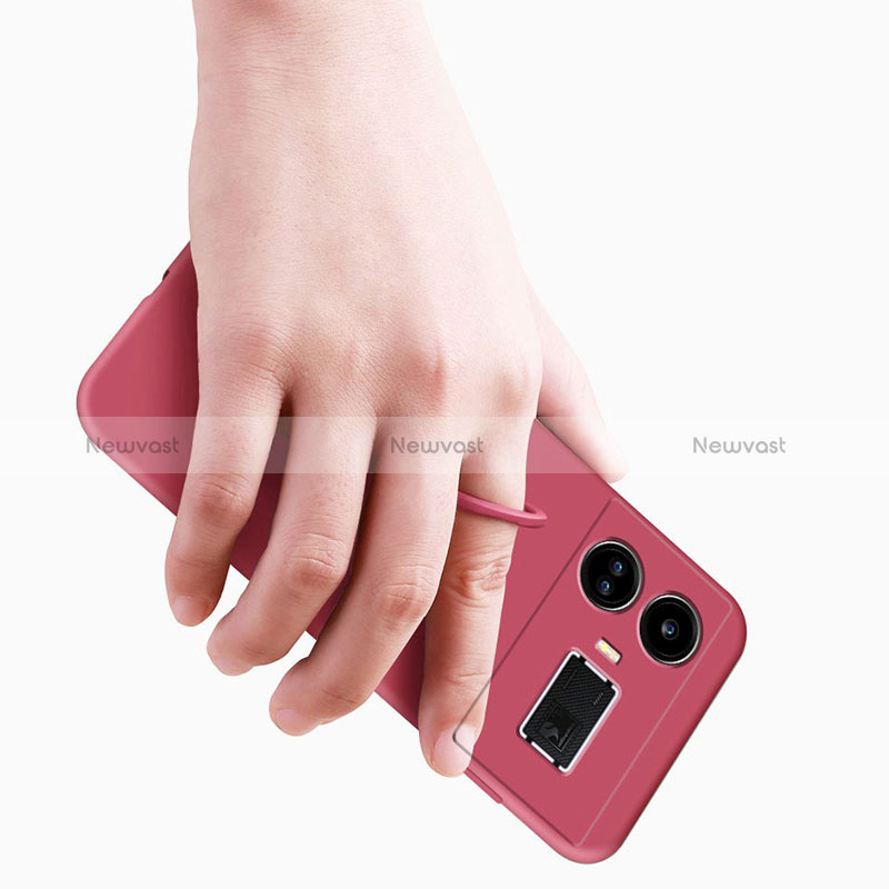 Ultra-thin Silicone Gel Soft Case Cover with Magnetic Finger Ring Stand S01 for Realme GT Neo5 240W 5G