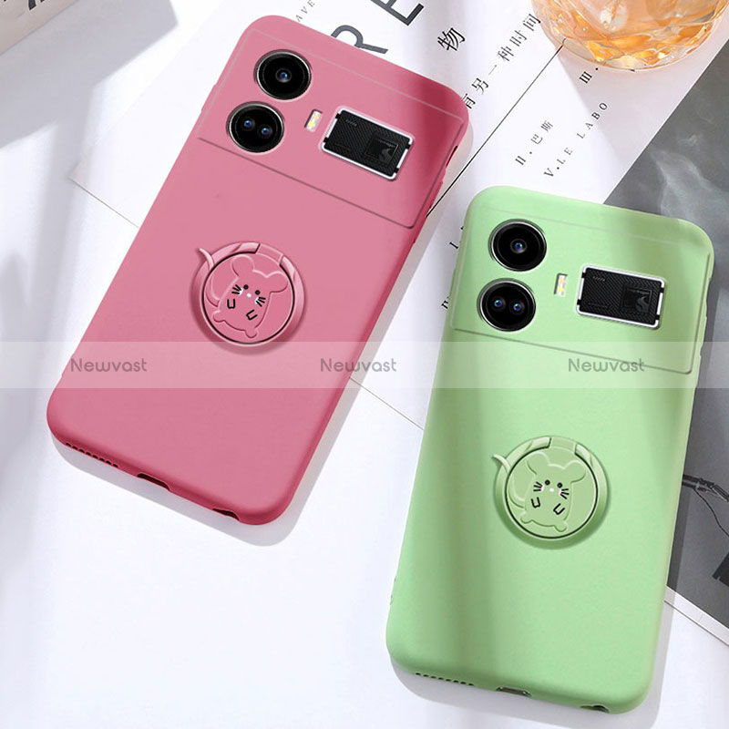 Ultra-thin Silicone Gel Soft Case Cover with Magnetic Finger Ring Stand S01 for Realme GT Neo5 240W 5G