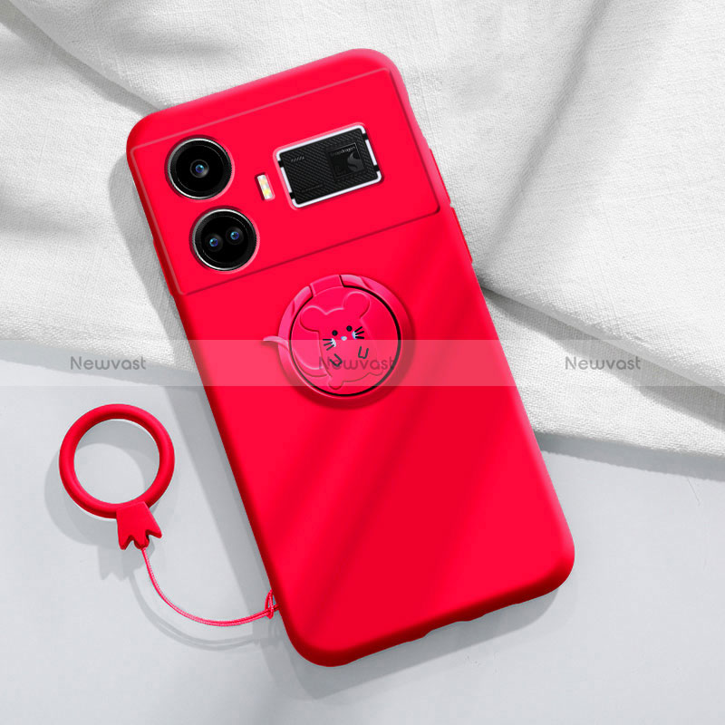 Ultra-thin Silicone Gel Soft Case Cover with Magnetic Finger Ring Stand S01 for Realme GT Neo5 240W 5G