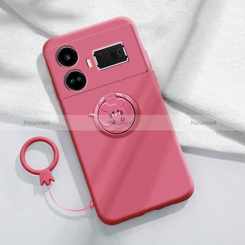 Ultra-thin Silicone Gel Soft Case Cover with Magnetic Finger Ring Stand S01 for Realme GT Neo5 240W 5G