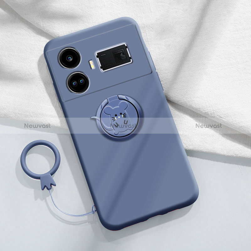 Ultra-thin Silicone Gel Soft Case Cover with Magnetic Finger Ring Stand S01 for Realme GT Neo5 240W 5G