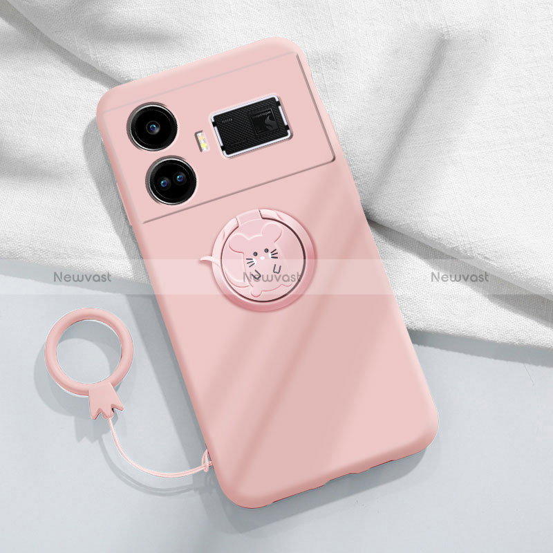 Ultra-thin Silicone Gel Soft Case Cover with Magnetic Finger Ring Stand S01 for Realme GT Neo5 240W 5G