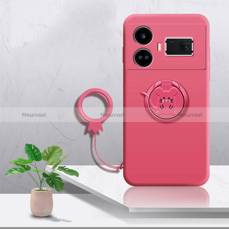 Ultra-thin Silicone Gel Soft Case Cover with Magnetic Finger Ring Stand S01 for Realme GT Neo5 5G