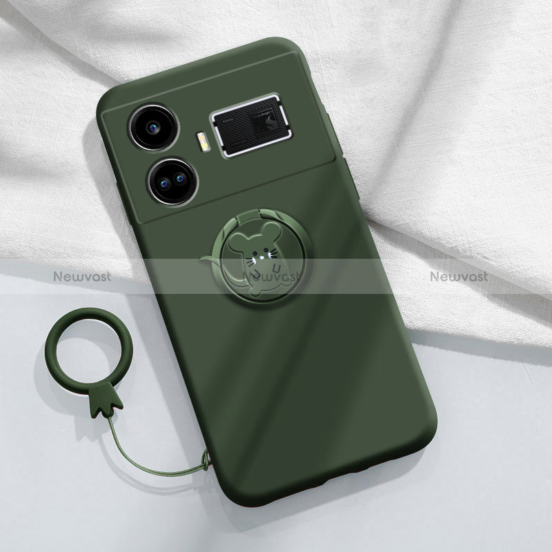 Ultra-thin Silicone Gel Soft Case Cover with Magnetic Finger Ring Stand S01 for Realme GT Neo5 5G