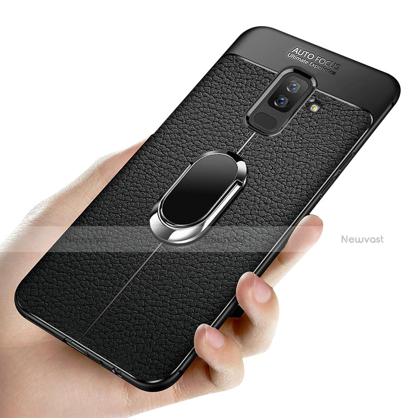 Ultra-thin Silicone Gel Soft Case Cover with Magnetic Finger Ring Stand S01 for Samsung Galaxy A6 Plus (2018)