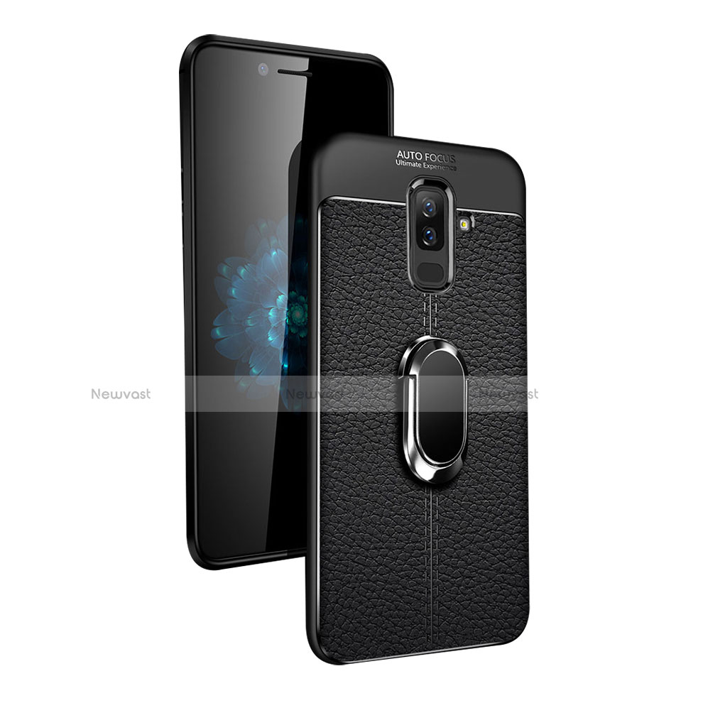 Ultra-thin Silicone Gel Soft Case Cover with Magnetic Finger Ring Stand S01 for Samsung Galaxy A6 Plus (2018)