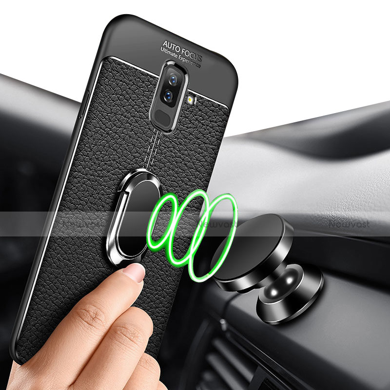 Ultra-thin Silicone Gel Soft Case Cover with Magnetic Finger Ring Stand S01 for Samsung Galaxy A6 Plus (2018)