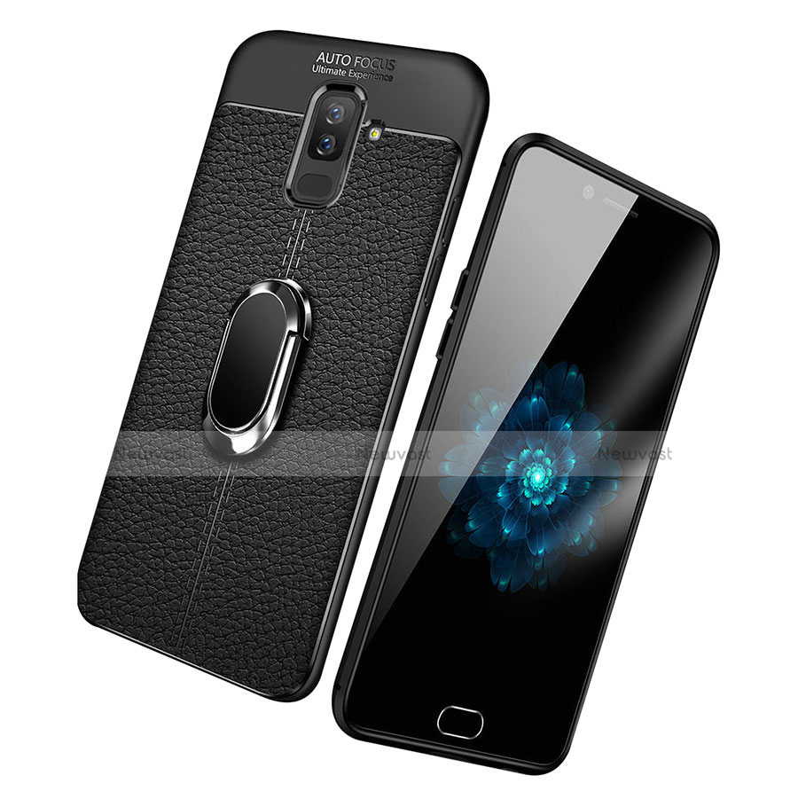 Ultra-thin Silicone Gel Soft Case Cover with Magnetic Finger Ring Stand S01 for Samsung Galaxy A6 Plus (2018)