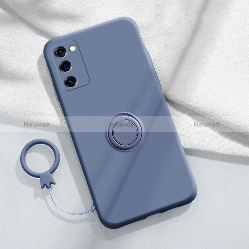 Ultra-thin Silicone Gel Soft Case Cover with Magnetic Finger Ring Stand S01 for Samsung Galaxy S20 FE 5G Lavender Gray