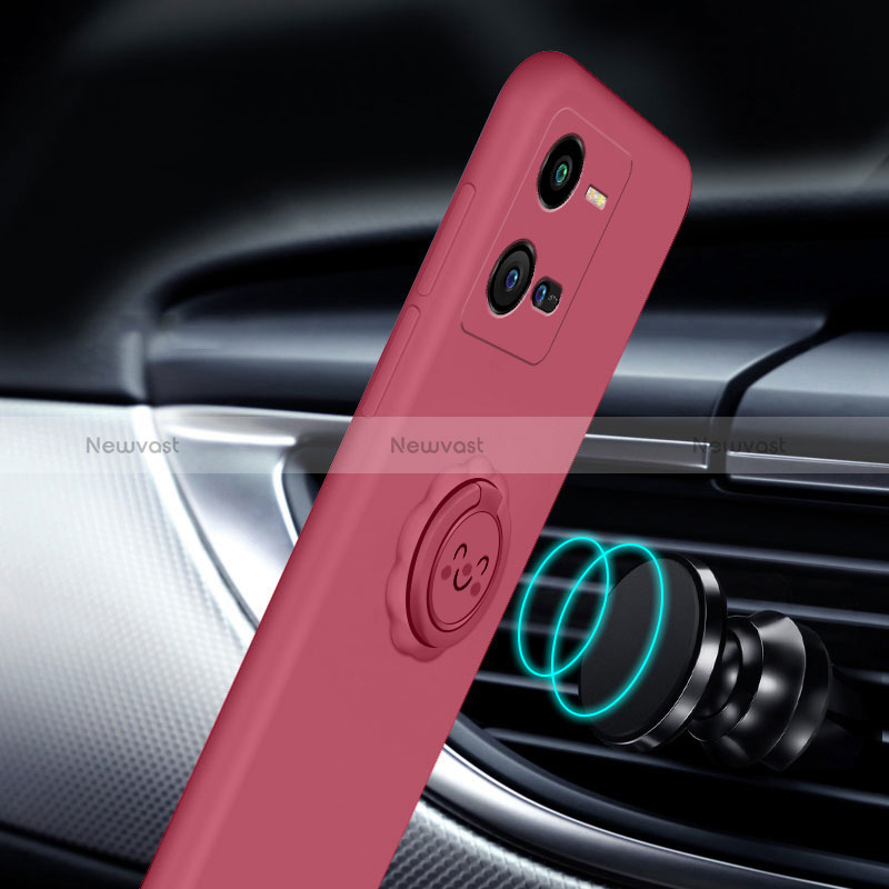 Ultra-thin Silicone Gel Soft Case Cover with Magnetic Finger Ring Stand S01 for Vivo iQOO 10 Pro 5G