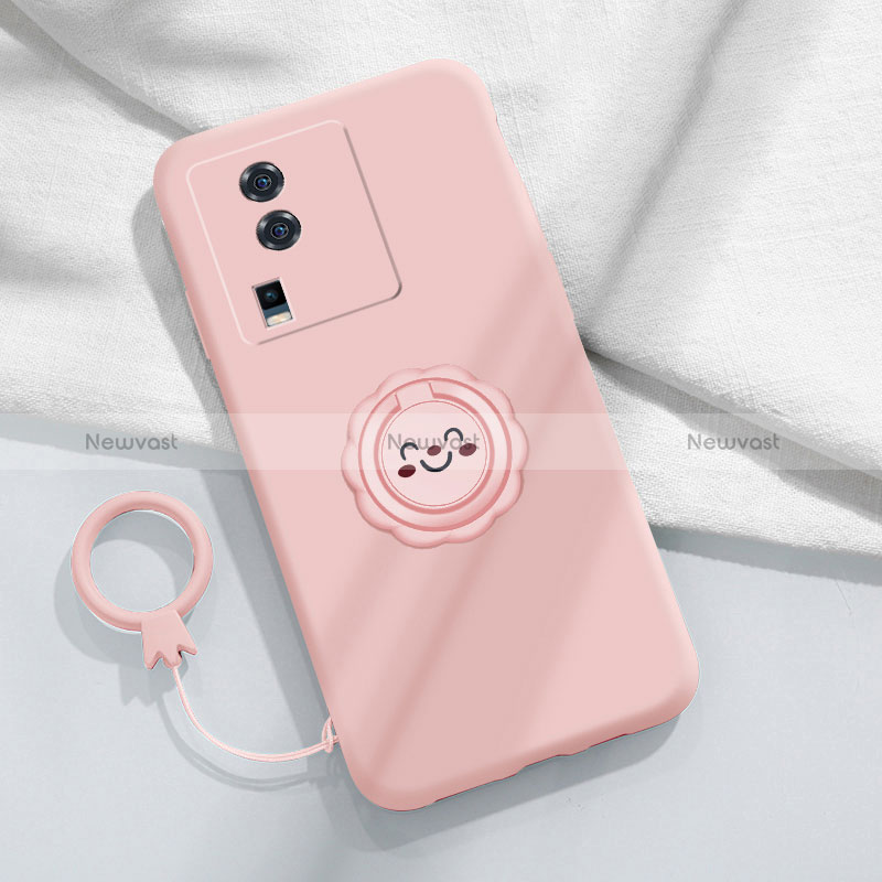 Ultra-thin Silicone Gel Soft Case Cover with Magnetic Finger Ring Stand S01 for Vivo iQOO Neo7 SE