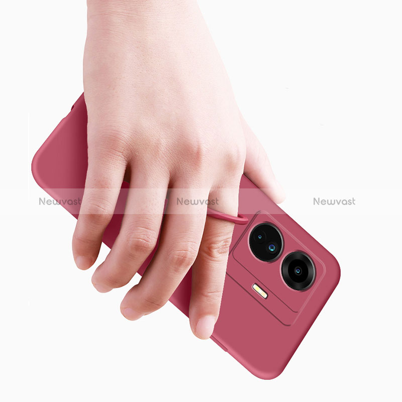 Ultra-thin Silicone Gel Soft Case Cover with Magnetic Finger Ring Stand S01 for Vivo iQOO Z6 Pro 5G