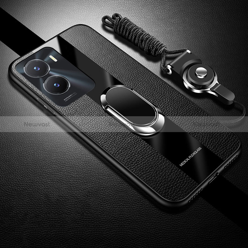 Ultra-thin Silicone Gel Soft Case Cover with Magnetic Finger Ring Stand S01 for Vivo iQOO Z7i 5G