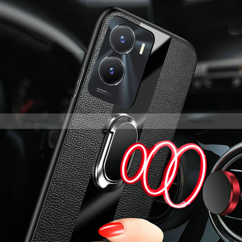 Ultra-thin Silicone Gel Soft Case Cover with Magnetic Finger Ring Stand S01 for Vivo iQOO Z7i 5G