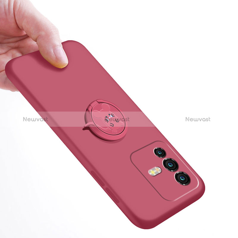 Ultra-thin Silicone Gel Soft Case Cover with Magnetic Finger Ring Stand S01 for Vivo V23 Pro 5G