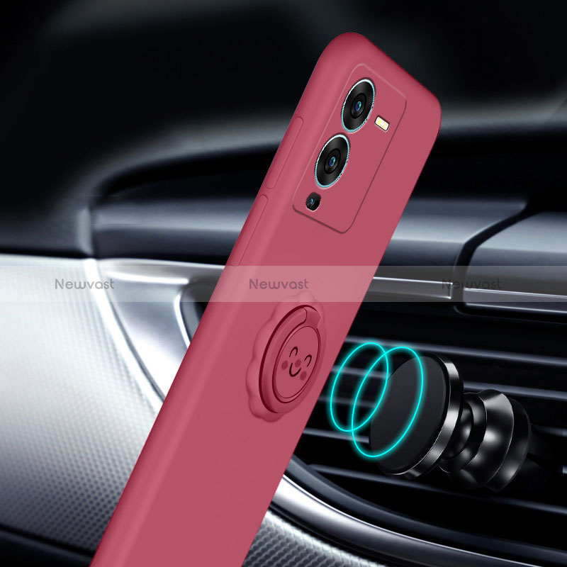 Ultra-thin Silicone Gel Soft Case Cover with Magnetic Finger Ring Stand S01 for Vivo V25 Pro 5G