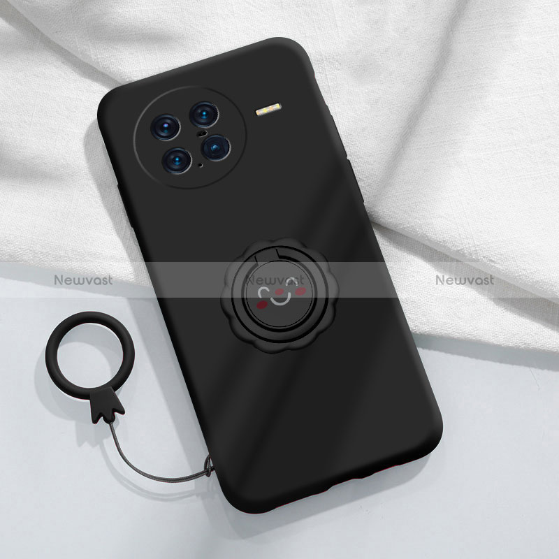 Ultra-thin Silicone Gel Soft Case Cover with Magnetic Finger Ring Stand S01 for Vivo X Note