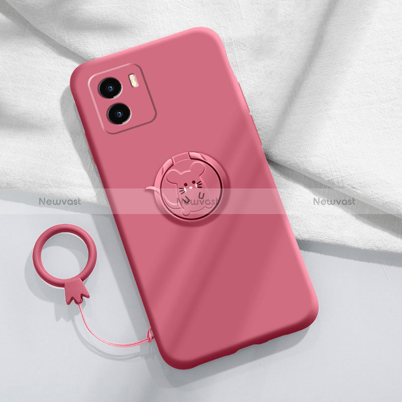 Ultra-thin Silicone Gel Soft Case Cover with Magnetic Finger Ring Stand S01 for Vivo Y01A