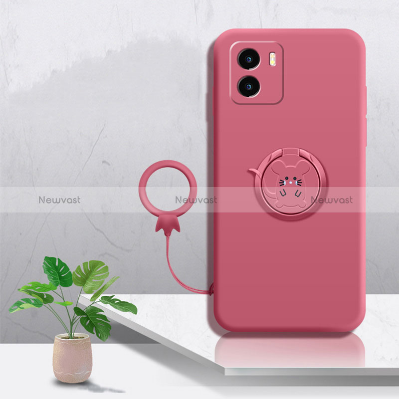 Ultra-thin Silicone Gel Soft Case Cover with Magnetic Finger Ring Stand S01 for Vivo Y01A