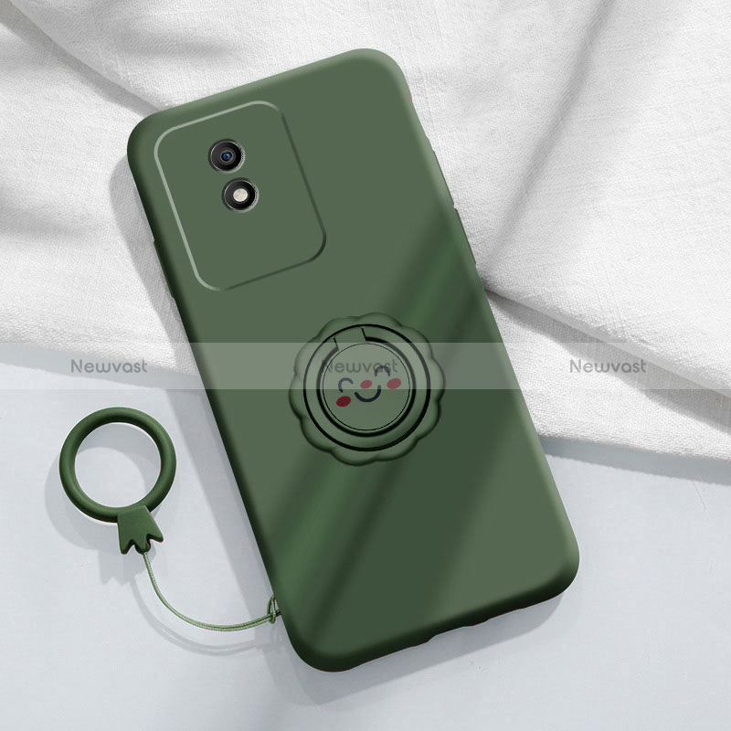 Ultra-thin Silicone Gel Soft Case Cover with Magnetic Finger Ring Stand S01 for Vivo Y02