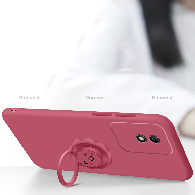 Ultra-thin Silicone Gel Soft Case Cover with Magnetic Finger Ring Stand S01 for Vivo Y02A