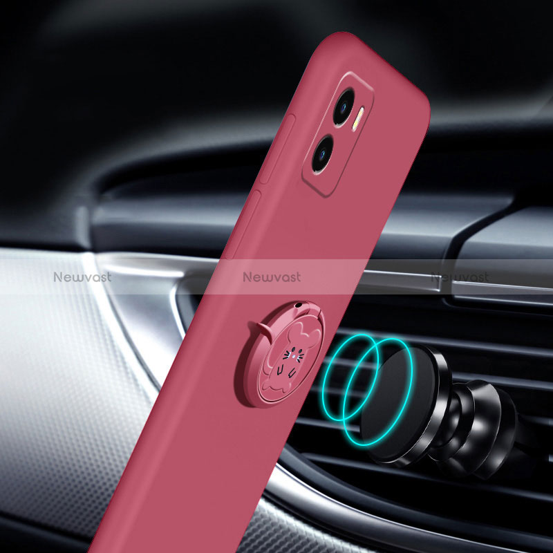 Ultra-thin Silicone Gel Soft Case Cover with Magnetic Finger Ring Stand S01 for Vivo Y10