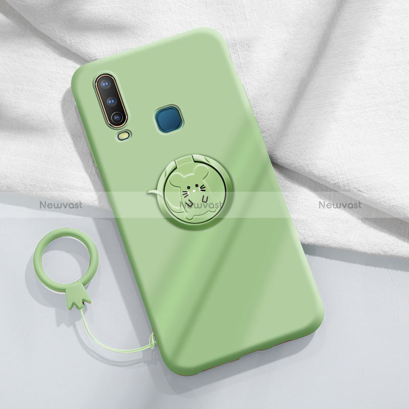 Ultra-thin Silicone Gel Soft Case Cover with Magnetic Finger Ring Stand S01 for Vivo Y12