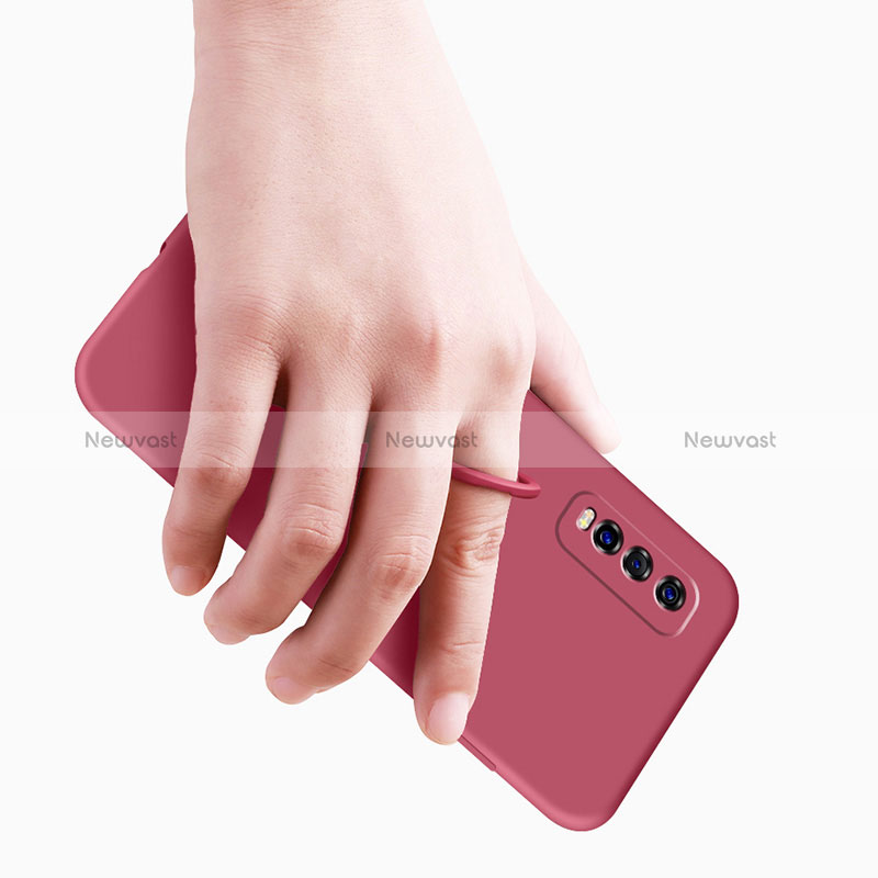 Ultra-thin Silicone Gel Soft Case Cover with Magnetic Finger Ring Stand S01 for Vivo Y50t