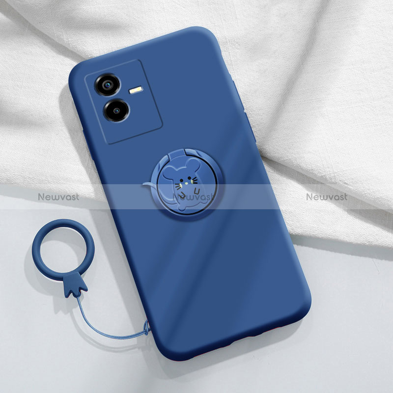 Ultra-thin Silicone Gel Soft Case Cover with Magnetic Finger Ring Stand S01 for Vivo Y73t