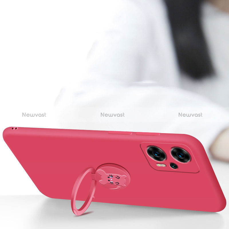 Ultra-thin Silicone Gel Soft Case Cover with Magnetic Finger Ring Stand S01 for Xiaomi Poco F5 5G