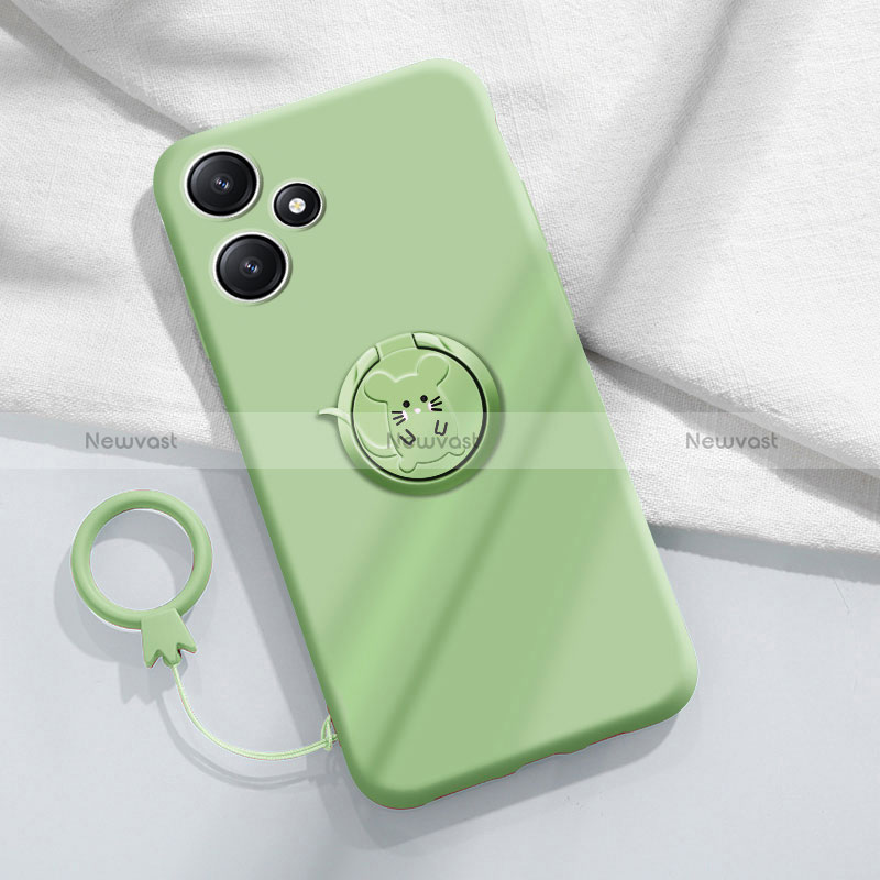 Ultra-thin Silicone Gel Soft Case Cover with Magnetic Finger Ring Stand S01 for Xiaomi Redmi 12 5G