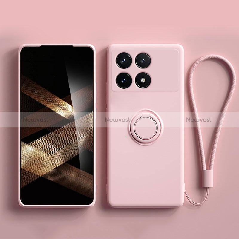 Ultra-thin Silicone Gel Soft Case Cover with Magnetic Finger Ring Stand S01 for Xiaomi Redmi K70 5G