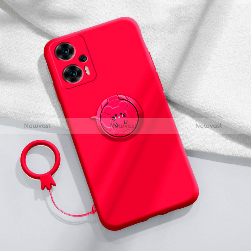 Ultra-thin Silicone Gel Soft Case Cover with Magnetic Finger Ring Stand S01 for Xiaomi Redmi Note 12 Turbo 5G