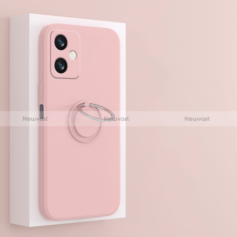 Ultra-thin Silicone Gel Soft Case Cover with Magnetic Finger Ring Stand S01 for Xiaomi Redmi Note 12R Pro 5G Pink