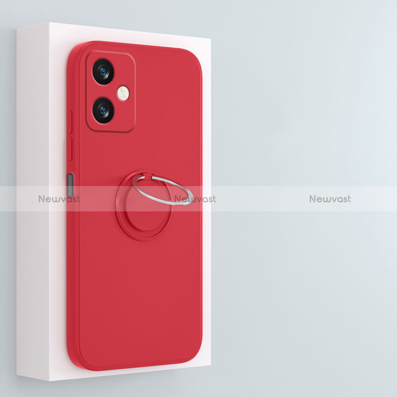 Ultra-thin Silicone Gel Soft Case Cover with Magnetic Finger Ring Stand S01 for Xiaomi Redmi Note 12R Pro 5G Red