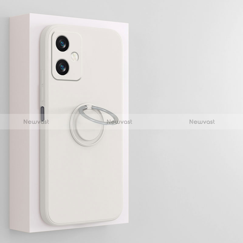 Ultra-thin Silicone Gel Soft Case Cover with Magnetic Finger Ring Stand S01 for Xiaomi Redmi Note 12R Pro 5G White